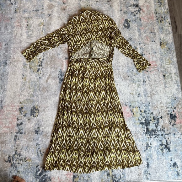 Topshop Brown Tan Long Sleeve Bishop Collar Dress - Picture 5 of 5